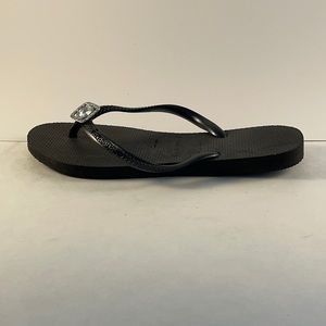 Women’s Black Havainas Flip Flop Crystal